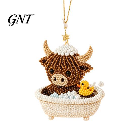 Multi-color Beads Kit DIY Highland Cow Beading Kit, Cute 3D Bead Craft Pendant Handmade Ornaments with Colorful And Instructions, Beadwork for Adults