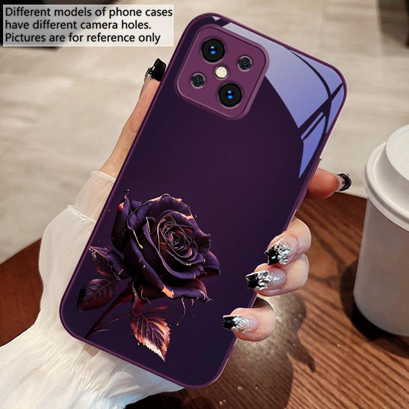 Темно-золотая роза Чехол из закаленного стекла для Oppo Find X5 X8 Pro X3 Lite A72 58 73 54S F11 79 Reno 6 4Z 5G Nord N200