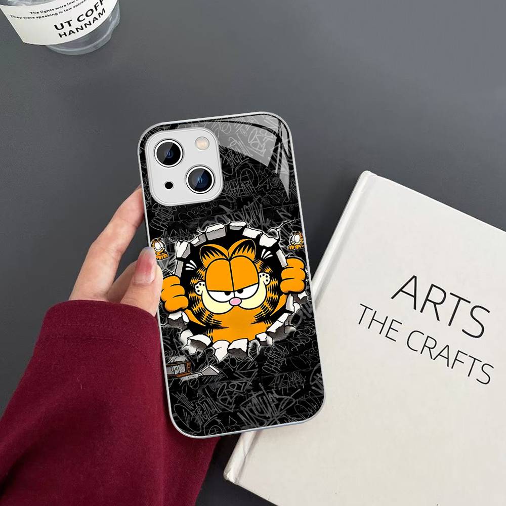 Kawaii Classic G-garfields Cat Tempered Glass For Iphone 14 13 12 11 Pro Mini XS MAX 14Plus X XS XR Cover