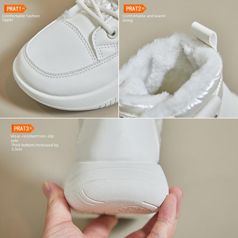 Женские бархатные высокие зимние ботинки - зимняя коллекция 2024 года, корейский стиль, теплая повседневная обувь из хлопка (ZY5867)