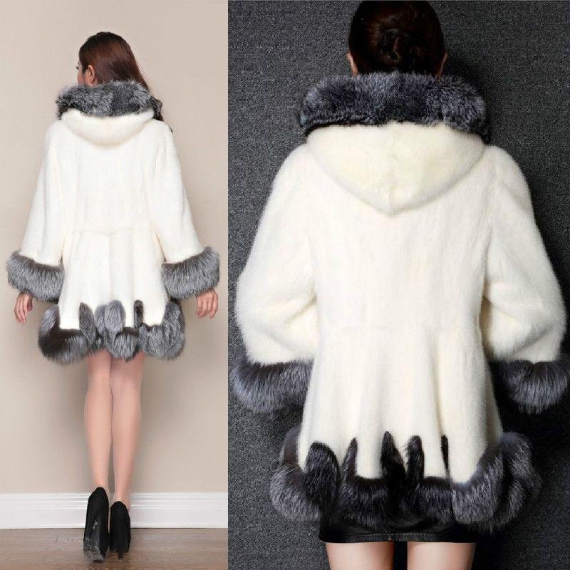 S-12XL Large Size Fluffy Coat Winter Thick Warm Faux Fur Coat Women's Hooded Long Sleeve Faux Fur Jacket Luxury Winter Fur Coat with Faux Fur Collar
