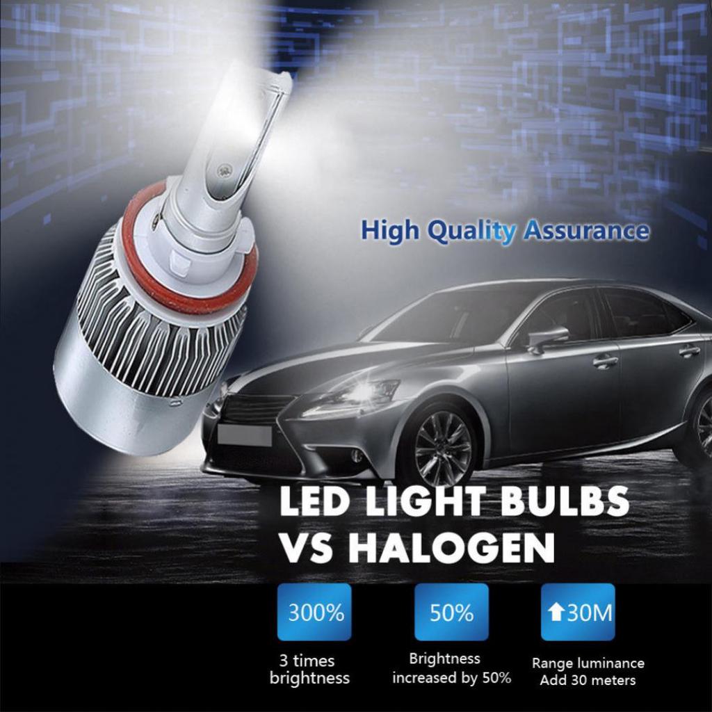 2 шт. H8 H9 H11 1200 Вт 6000 К супер яркий светодиодный светильник для автомобильных фар автомобиля