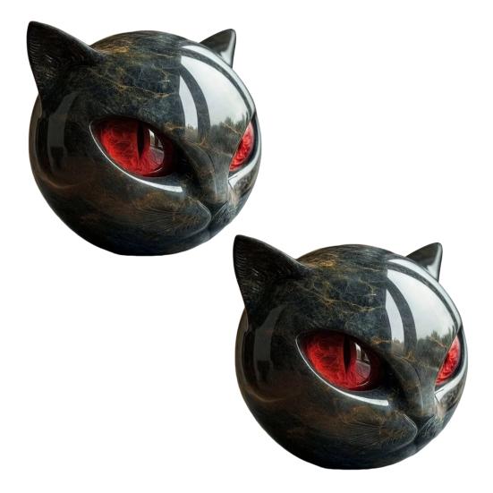 Чёрный кот Камень Голова кота Скульптура Мраморная текстура Целебные камни