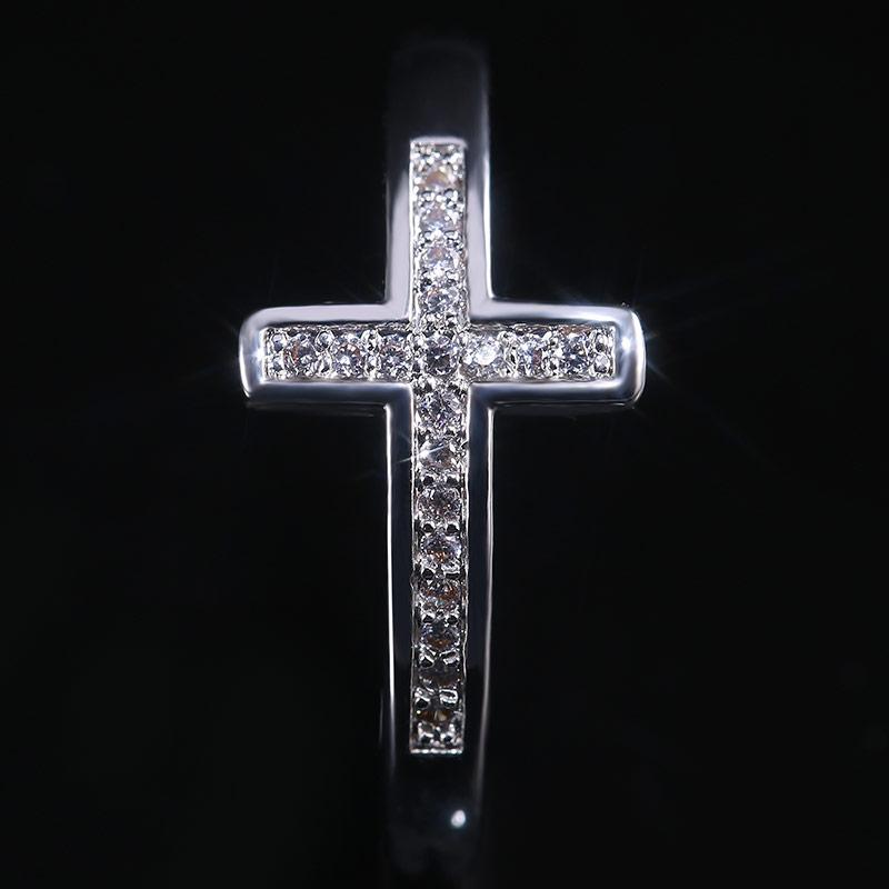 Кольцо на палец Huitan Simple Cross для женщин, инкрустированное блестящим фианитовым камнем, на каждый день, модные кольца для девушек на годовщину, универсальный подарок, ювелирные изделия, популярные