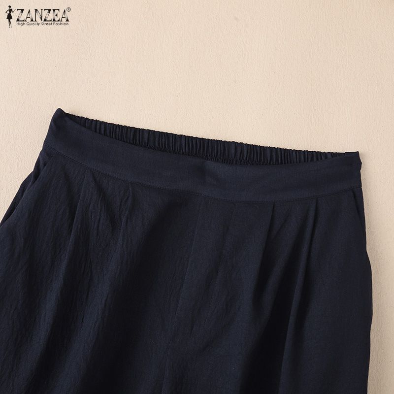 ZANZEA Женские повседневные капри свободного кроя с эластичной талией для лета
