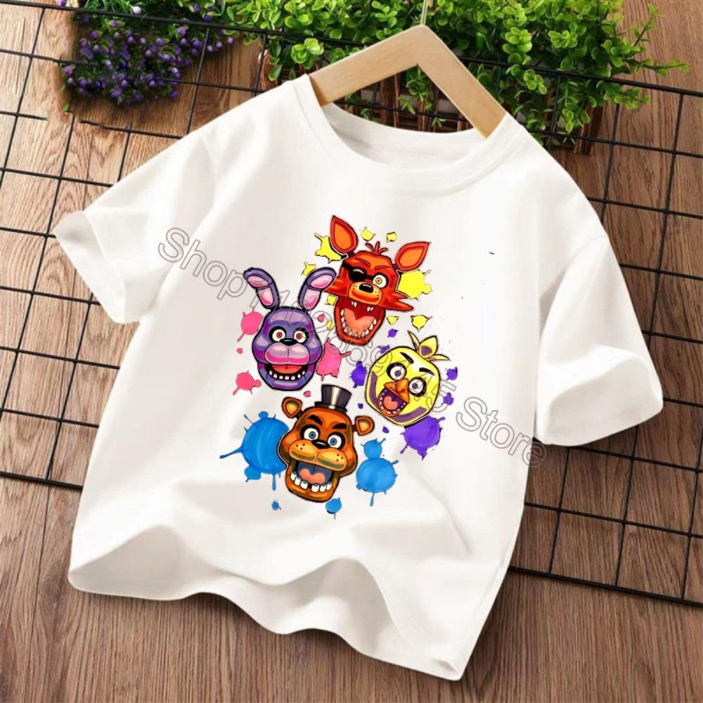 Новые детские футболки Five Nights At Freddys FNAF с мультяшным принтом Детские повседневные спортивные топы с короткими рукавами Детская одежда
