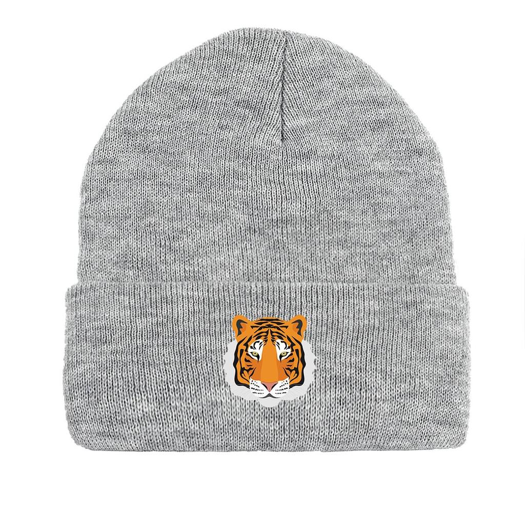 Tiger Winter Knit Cap Beanie, Animal Woman Cap Cancer Chemo Elastic Solid Color Headwear Knit Hat Beanie