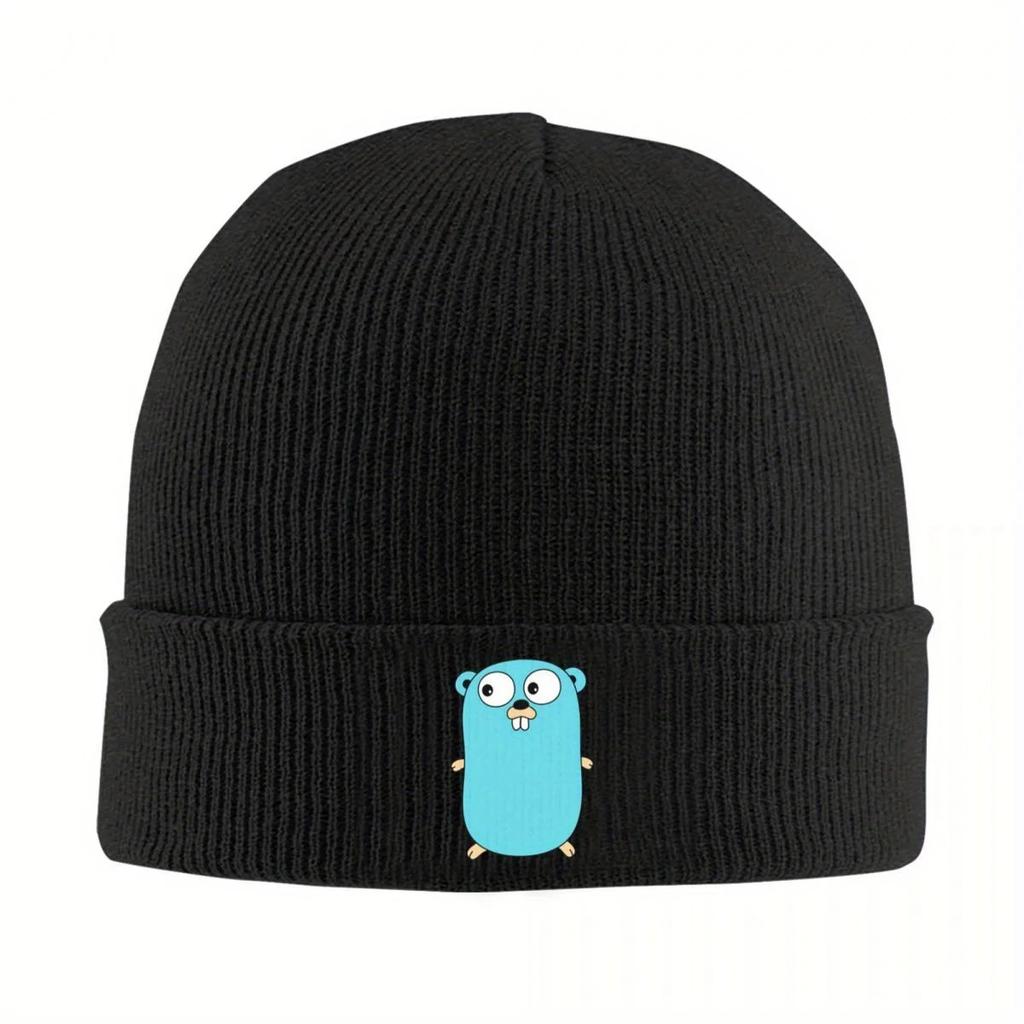 Новая теплая вязаная шапка-бини с изображением Gopher из Go Golang, модная шапка-колпак, осенне-зимние головные уборы для улицы, унисекс, женские, взрослые