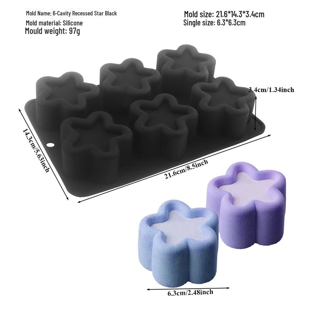 6-Cavity Flower & Heart Silicone Mousse Mold for Chocolate and Cakes