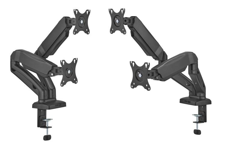Up Up Premium Dual-Screen Monitor Arm 17-32'', VESA 75x75, 100x100, Matte Black