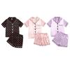 Kids Pajama Set Short Sleeve Shirt and Shorts Two-piece Set Heart Printed Children's Loungewear Nightwear