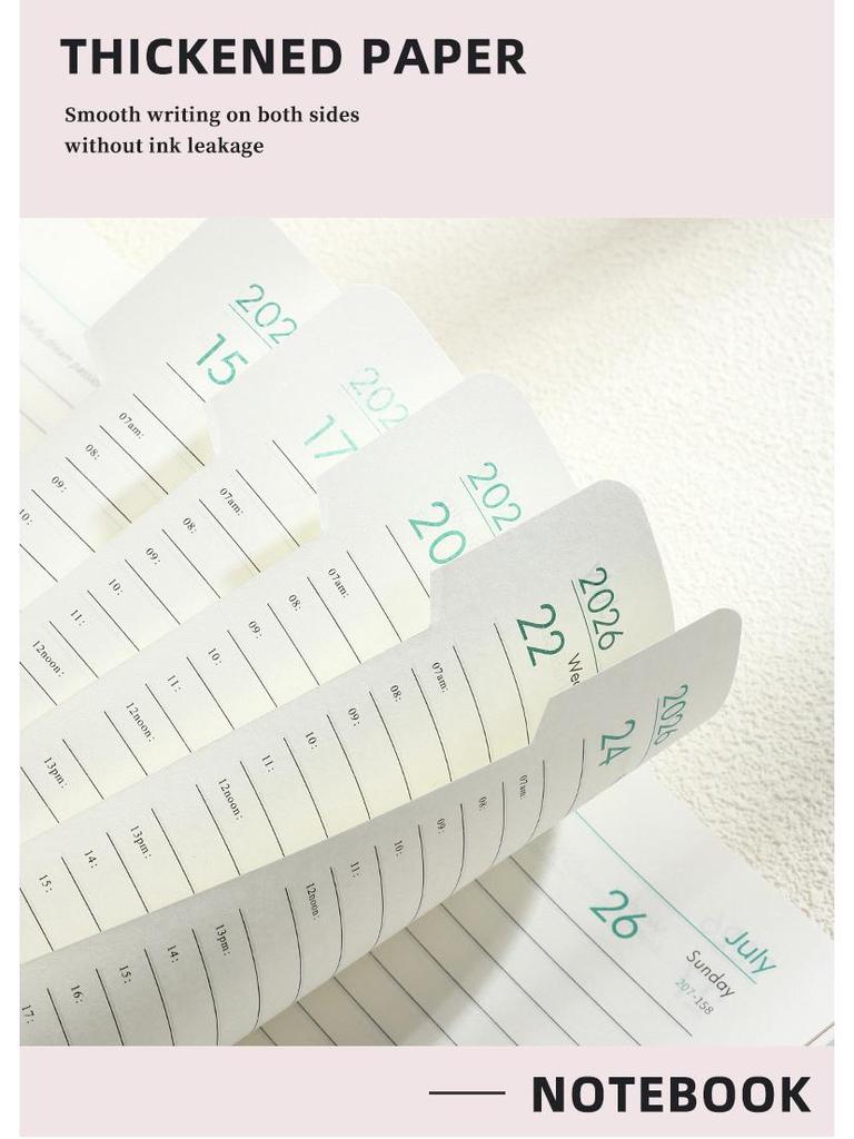 Ежедневник на английском языке на 2026 год с резинкой: Годовой календарь, Еженедельник, 365-дневный блокнот для эффективности