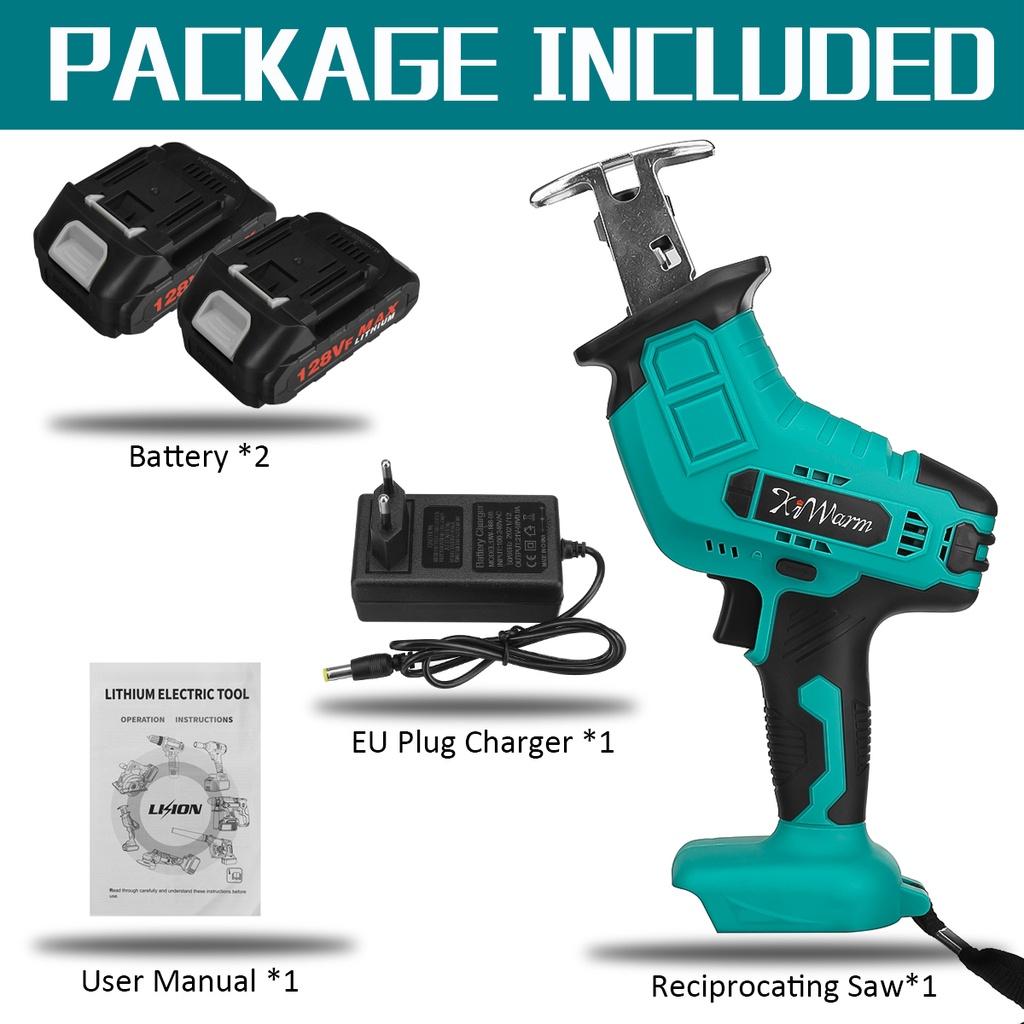 128VF 3000 RPM Cordless Electric Reciprocating Saw Li-ion Battery Saber Saw Variable Speed Metal Wood Cutter Power Tool