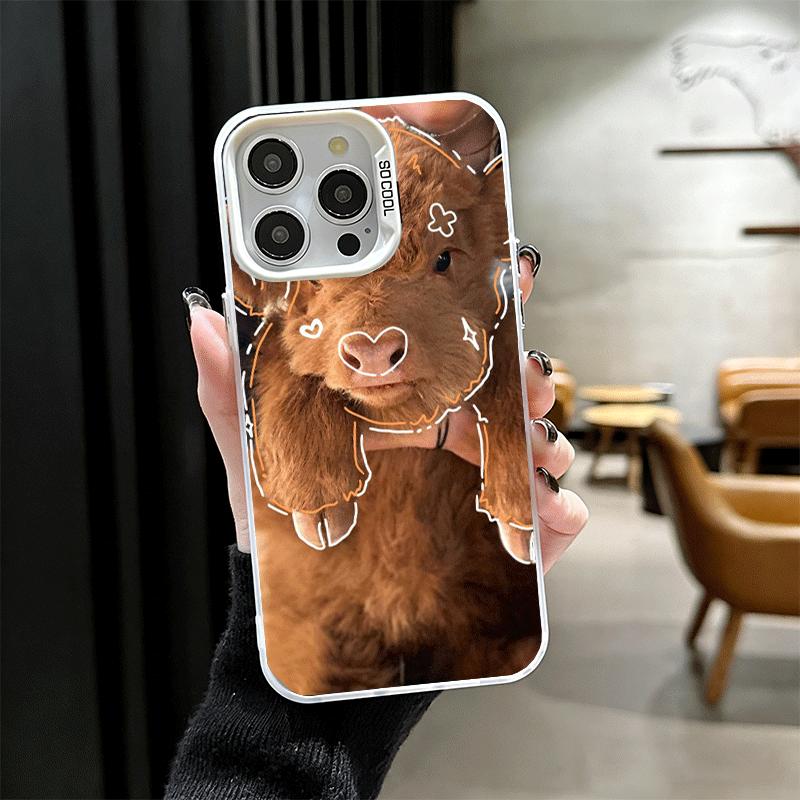 Милый Хайлендский бык Ударопрочный чехол для телефона для iPhone 17 Air 16 16E 15 Pro Max 14 Plus 13 Mini 12 Задняя крышка Противоударный Fundas