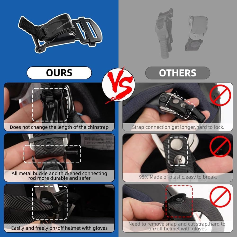 Limnyves Helmet Quick Release Buckle Replacement Kit, Ratcheting Helmet for Chin Strap Up To 1", Bi-Bike Helmet Black