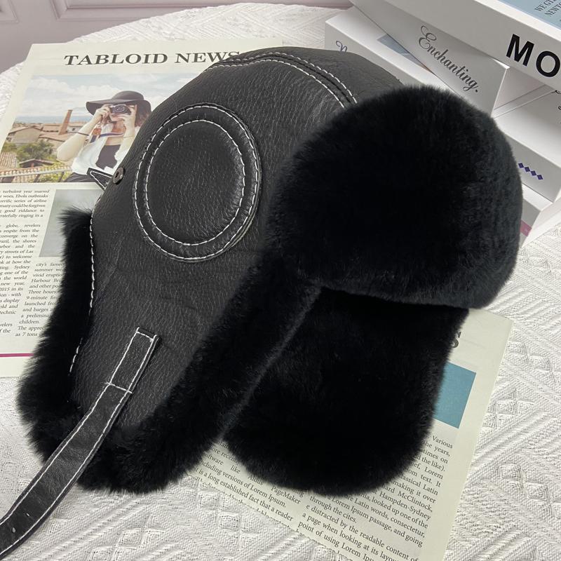 Шапка-бомбер из кроличьего меха мужская зимняя теплая толстая теплая шапка-ушанка из натуральной кожи с регулируемым ремешком снежные шапки