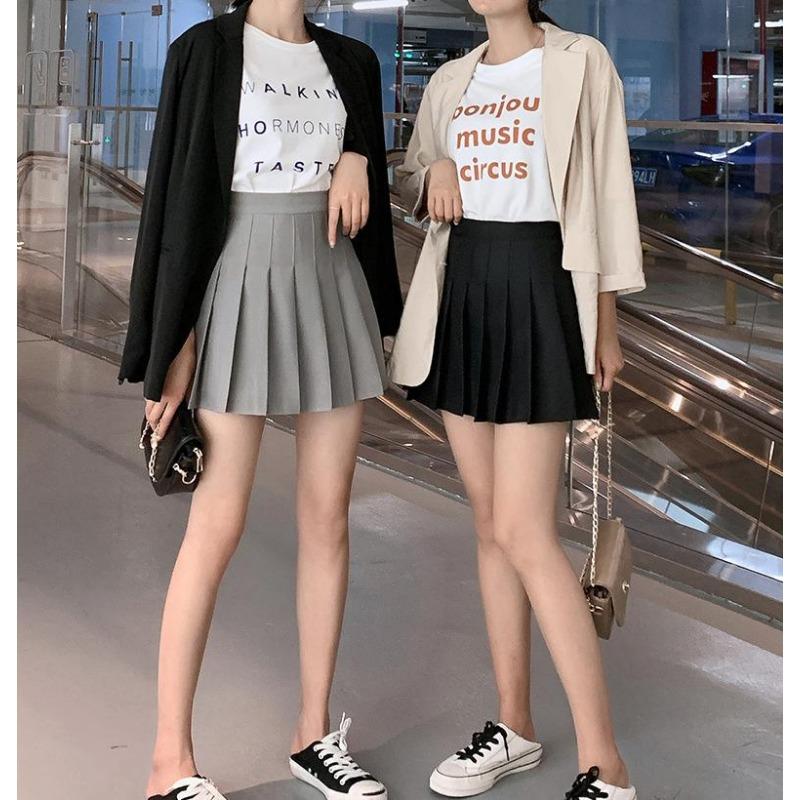 Летние женские плиссированные юбки Мини-юбка Юбки с высокой талией Милая корейская юбка для девочки
