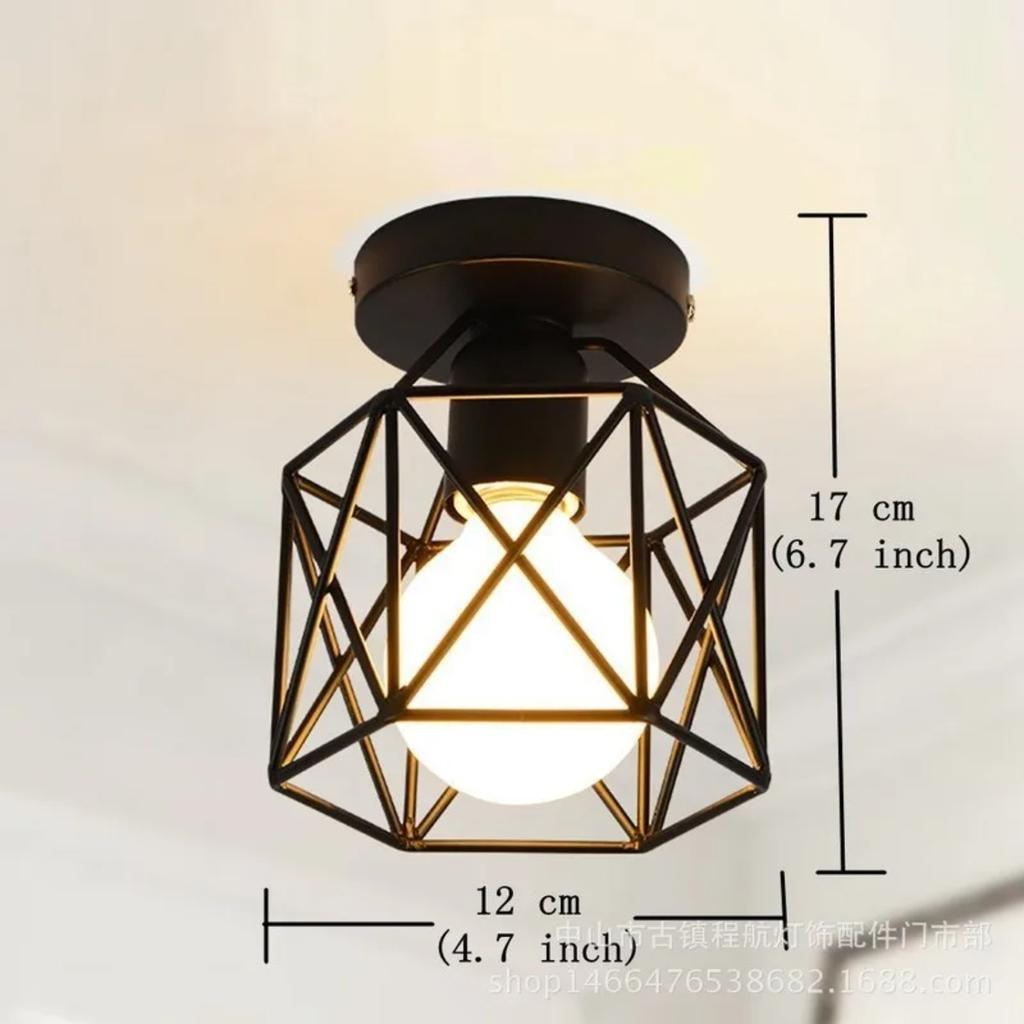 New Industrial Ceiling Lamp Shade Fixture Hallway Entrance Aisle Porch Square Iron Chandelier Pendant Light WY507