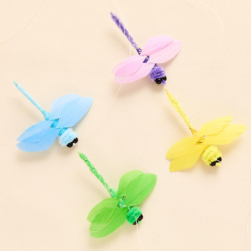 4pcs Feather Dragonfly Replacement Head Cat Teaser Stick Change Heads Toys Pet Supplies