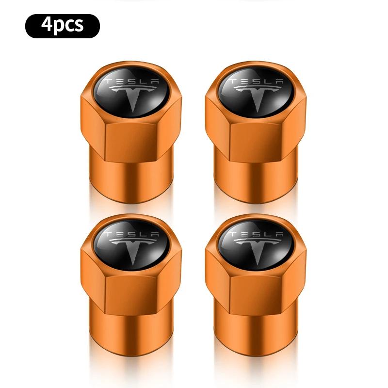 4pcs Car Wheel Tire Valve Caps Tyre Stem Covers Airdust Waterproof For Tesla Logo Model 3 S X Y Roadster Bonina Coil Accessories