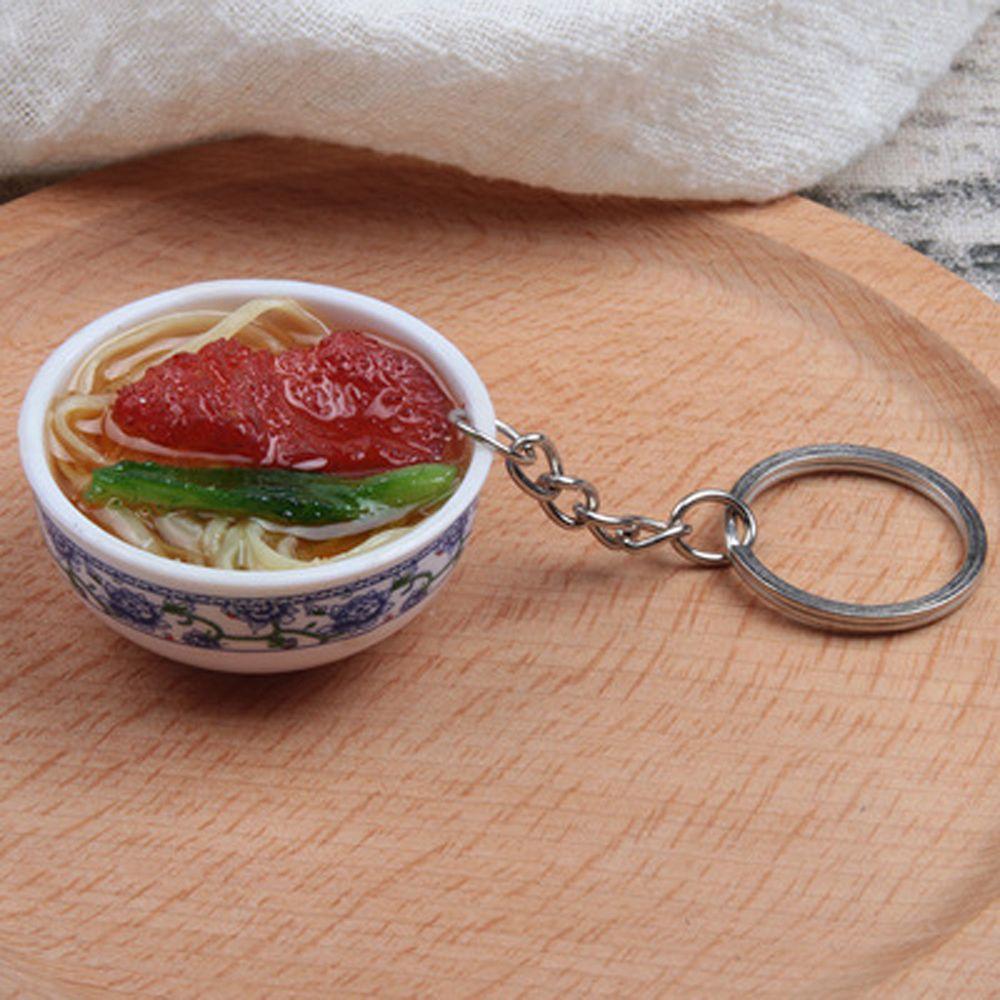 Porcelain Delicious Food Bag Pendant Noodle Keychain Simulation Food Bowl Keyrings Food Key Chains