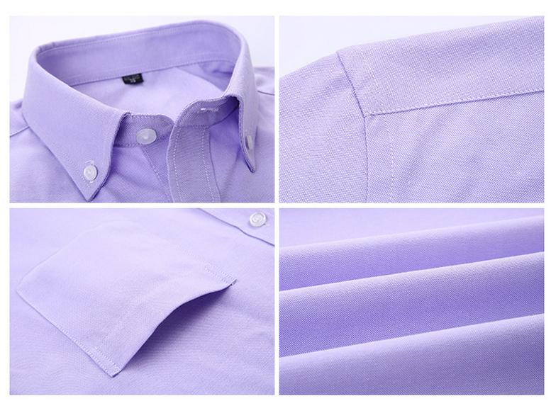 Мужская однотонная рубашка Оксфорд с коротким рукавом на весну и лето