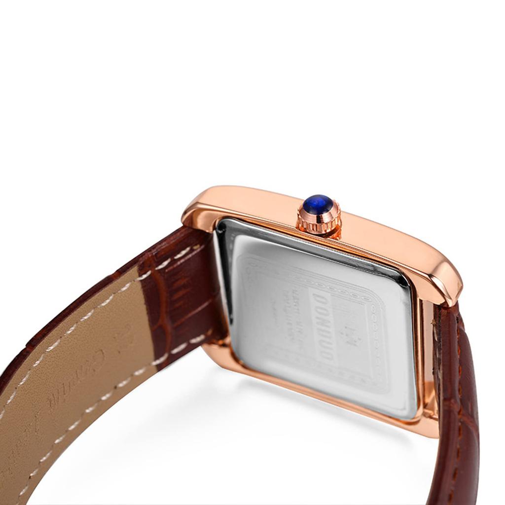 Часы квадратной пары Rome Analog Display Leather Remezzo Waterproof Quartz Watch Fashion Watch Brown Present Women's Couple - Boyfriend, Girlfriend,