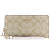 Coach Wallet Long Wallet C4452 Round Zip with Strap Light Khaki [Coach] Women's (IMDQC Chalk) [Item]