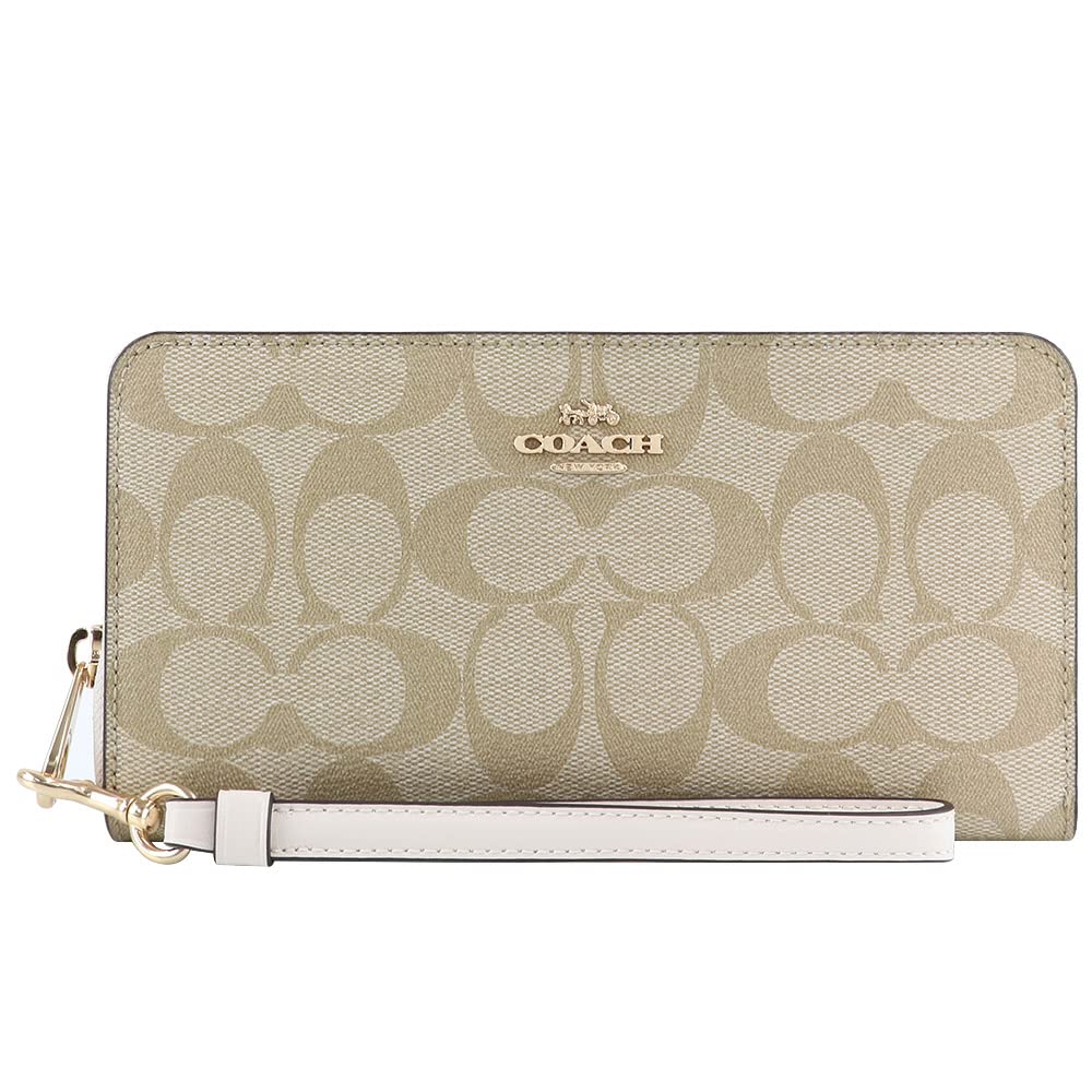 Coach Wallet Long Wallet C4452 Round Zip with Strap Light Khaki [Coach] Women's (IMDQC Chalk) [Item]