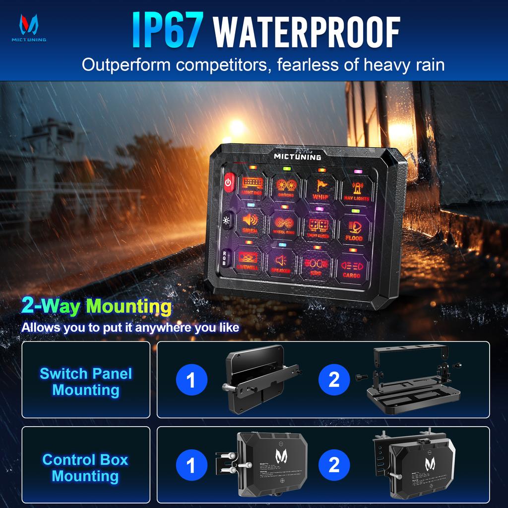 8/12 Control Panel Multi-Function Electronic Relay RGB Switch Panel For Truck ATV UTV Car Boat 960W (12V) 1920W (24V) Switches4