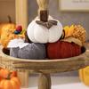 Knitted Pumpkin Decor Handmade Autumn Artificial Pumpkin Ornament Fabric Decorative Pumpkin for Farmhouse Harvest Mantel Decor