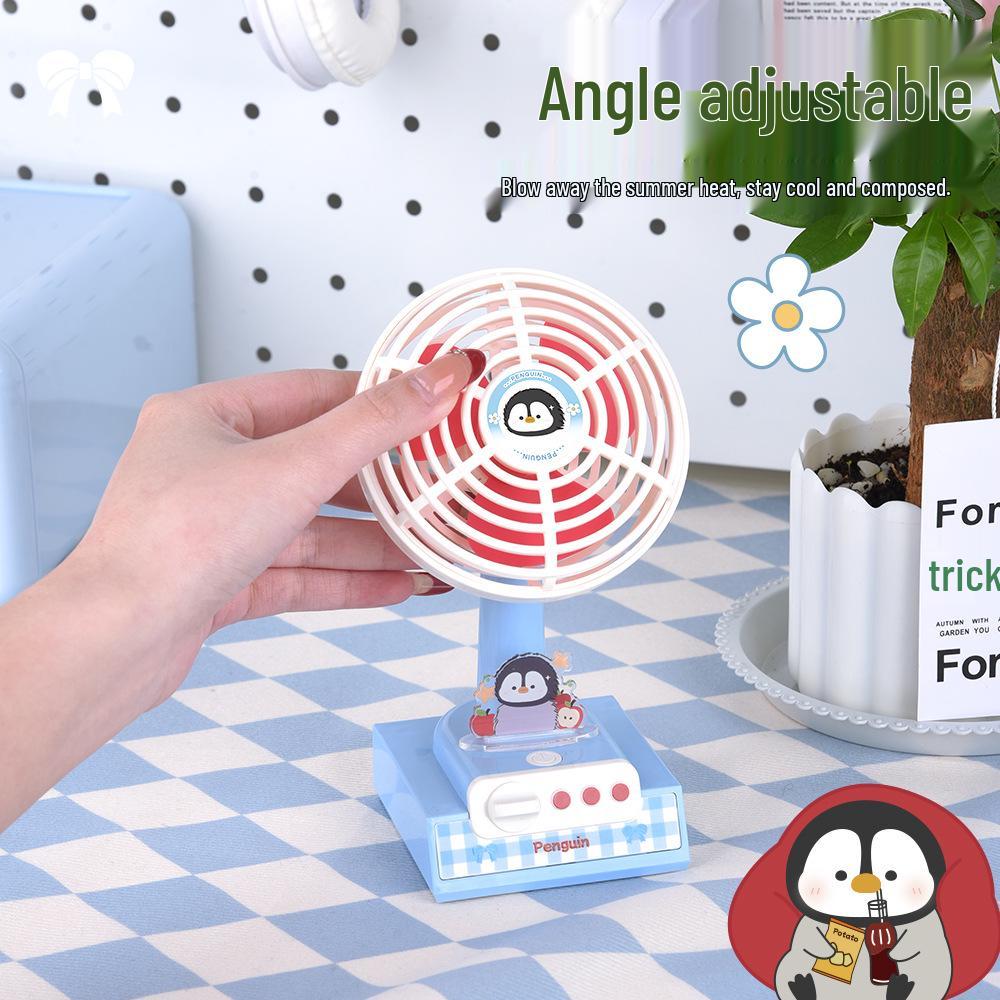 Compact USB Rechargeable Silent Penguin Fan for Dorms