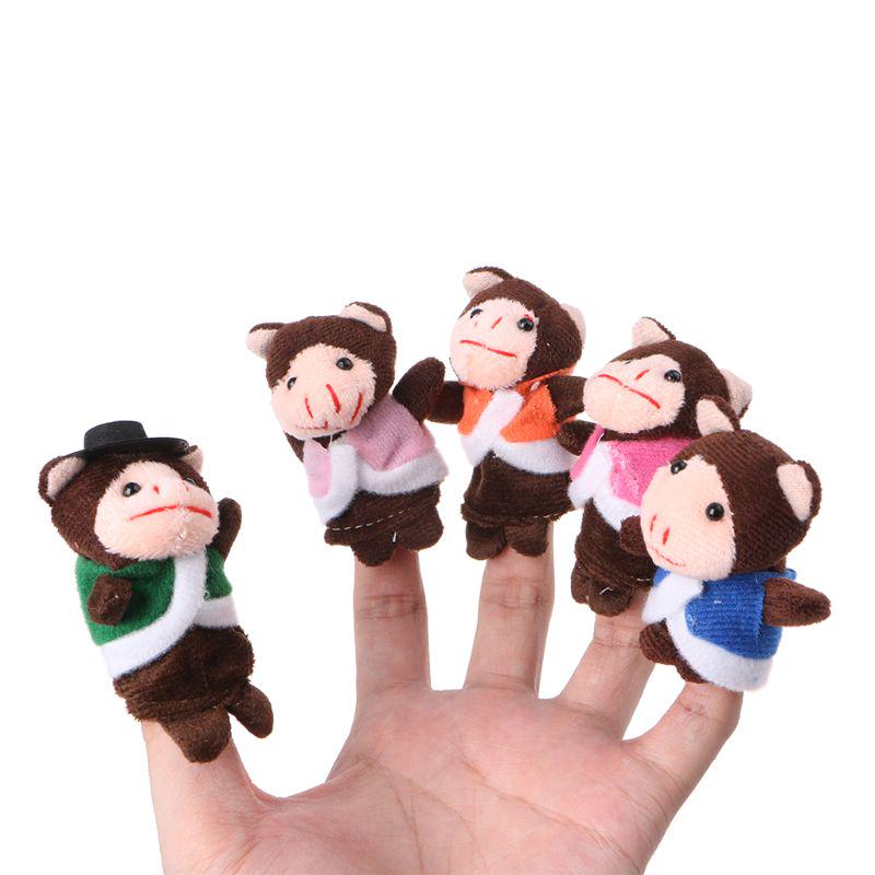 7Pcs Cartoon Animal Monkey Dolls Finger Puppets Set Mini Plush Baby Boys Girls Story Telling Hand
