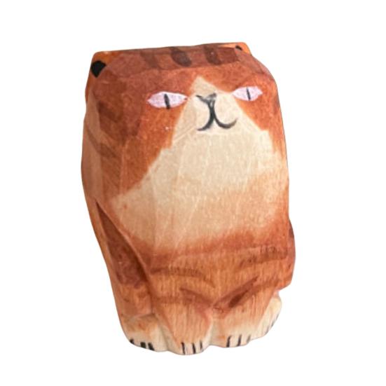 Деревянная резная фигурка собаки кошки, ручная резьба по дереву, небольшая статуэтка животного, скульптура для домашнего офиса, рабочего стола