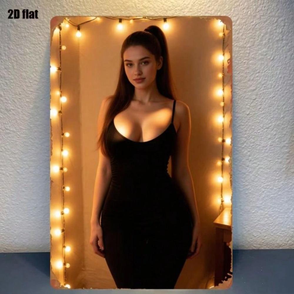 Черно-белая женская силуэтная металлическая настенная art 20x30см Винтажная жестяная вывеска Декор для гостиной Кафе Подарок