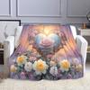 Heart-Shaped Frame with Roses and Sunset Patterned flannel blanket perfect for the bedroom living room, sofa, or a little nap