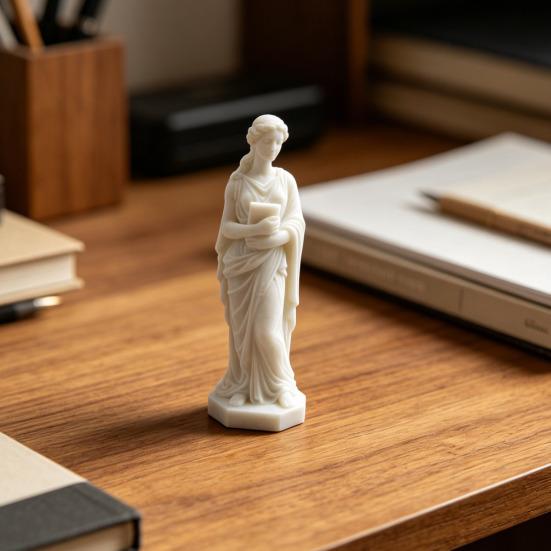 3D-печатная статуэтка богини из греческой мифологии, держащая книгу, скульптура для декора гостиной, домашнего стола, полки