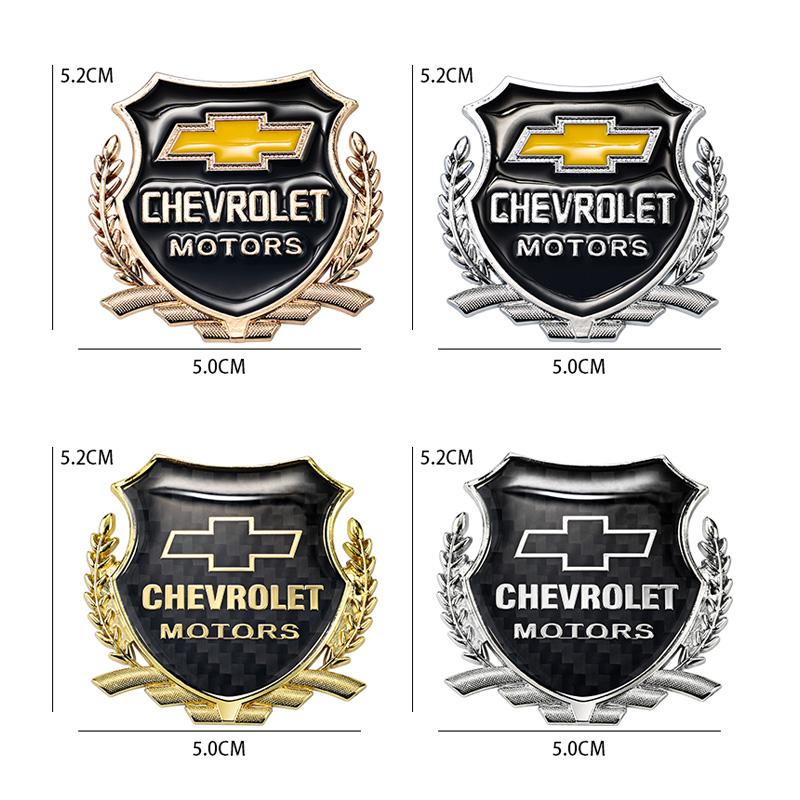 AABHM1 2Pcs Car Logo Metal Sticker Window Trunk Emblem Accessories For Chevrolet Corvette Montana TrailBlazer Silverado Traverse Camaro