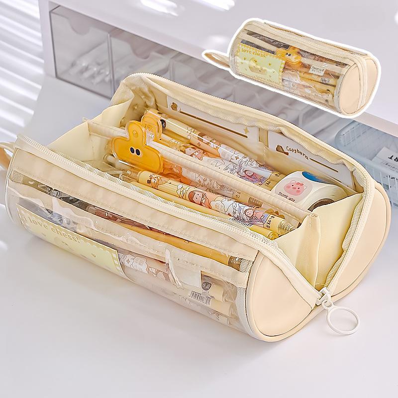 1 шт., простой пенал в креативном стиле, милый пенал ярких цветов, прозрачная сумка для канцелярских принадлежностей большой емкости