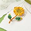 Temperament Trendy Flash Zircon Sunflower Brooch Ladies' Wedding Party Daily Clothing Accessories For Women Jewelry Gift