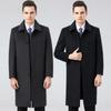New Autumn and Winter Men's Windbreaker, Middle-aged and Elderly Long Woolen Woolen Coat, Cashmere Thickened Dad Security Clothing