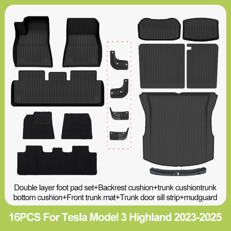 Tapis de sol BYTON compatibles, sur mesure, pour Tesla Model 3 Highland 2023-2026, protection toutes saisons, tapis de voiture