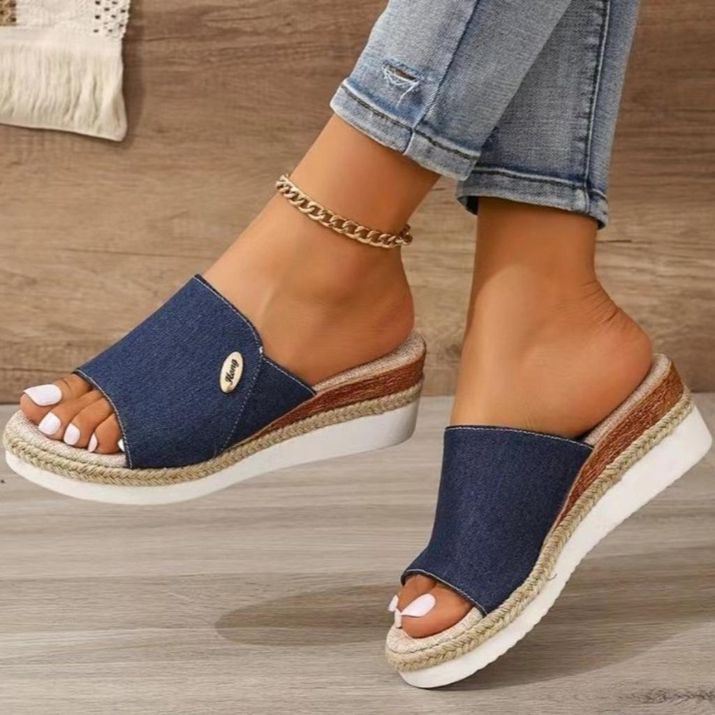 2024 Women High Heels Thick Bottom Casual Shoes Summer Wedges Sandals Women Platform Open Toe Slippers Outdoor Casual Comfort Slides