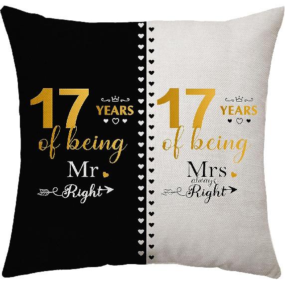 3rd Anniversary Throw Pillow Cover Gifts for 3 Years of Marriage Couples Valentines Day Gifts for Her Him Husband Wife 3rd Wedding Anniversary
