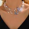 European & American Light Luxury Multi-Layer Pearl Necklace - Women's Fashion Design Butterfly Clavicle Chain Choker