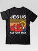 Best Selling Fashion Summer Jesus Has Your Back Jiu Jitsu Retro Christian Men Men T Shirts Cotton T Shirt Street Men T-shirt