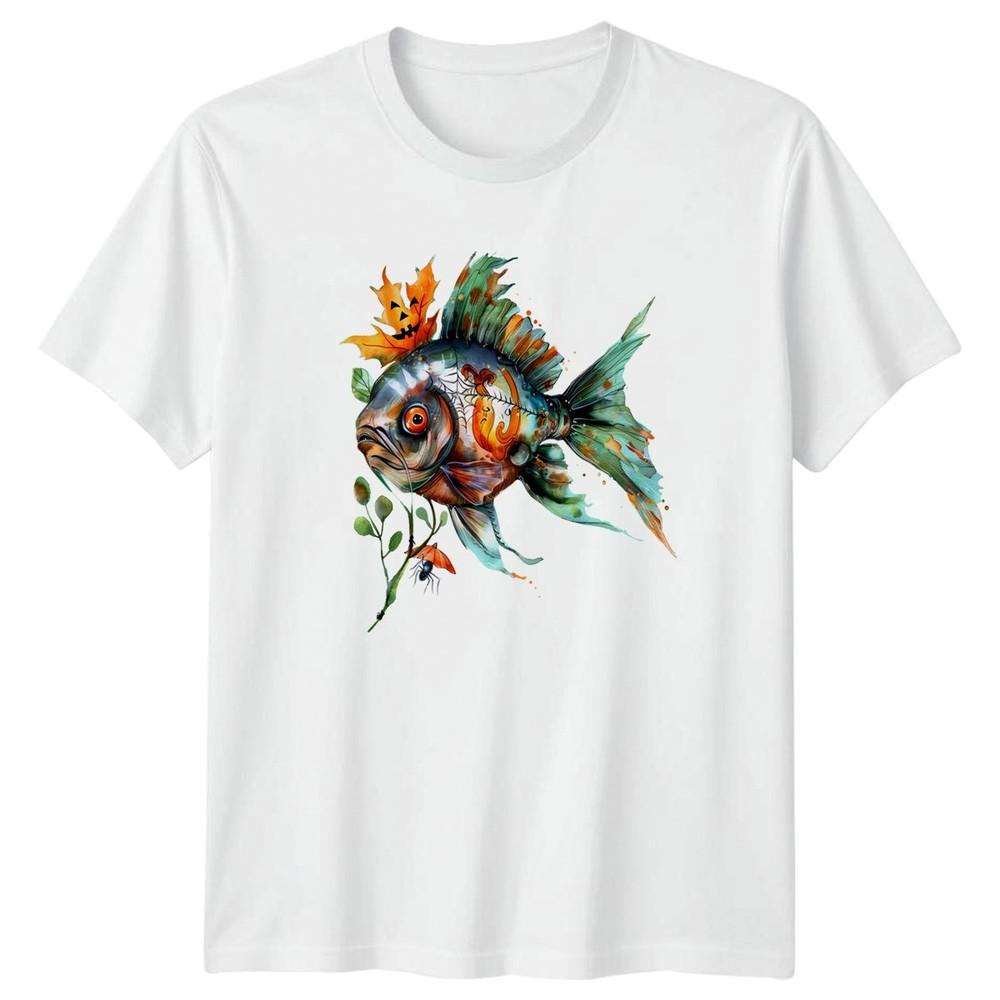 Spooky Underwater Fish TShirt Halloween Autumn Fishing Gift For Him And Her