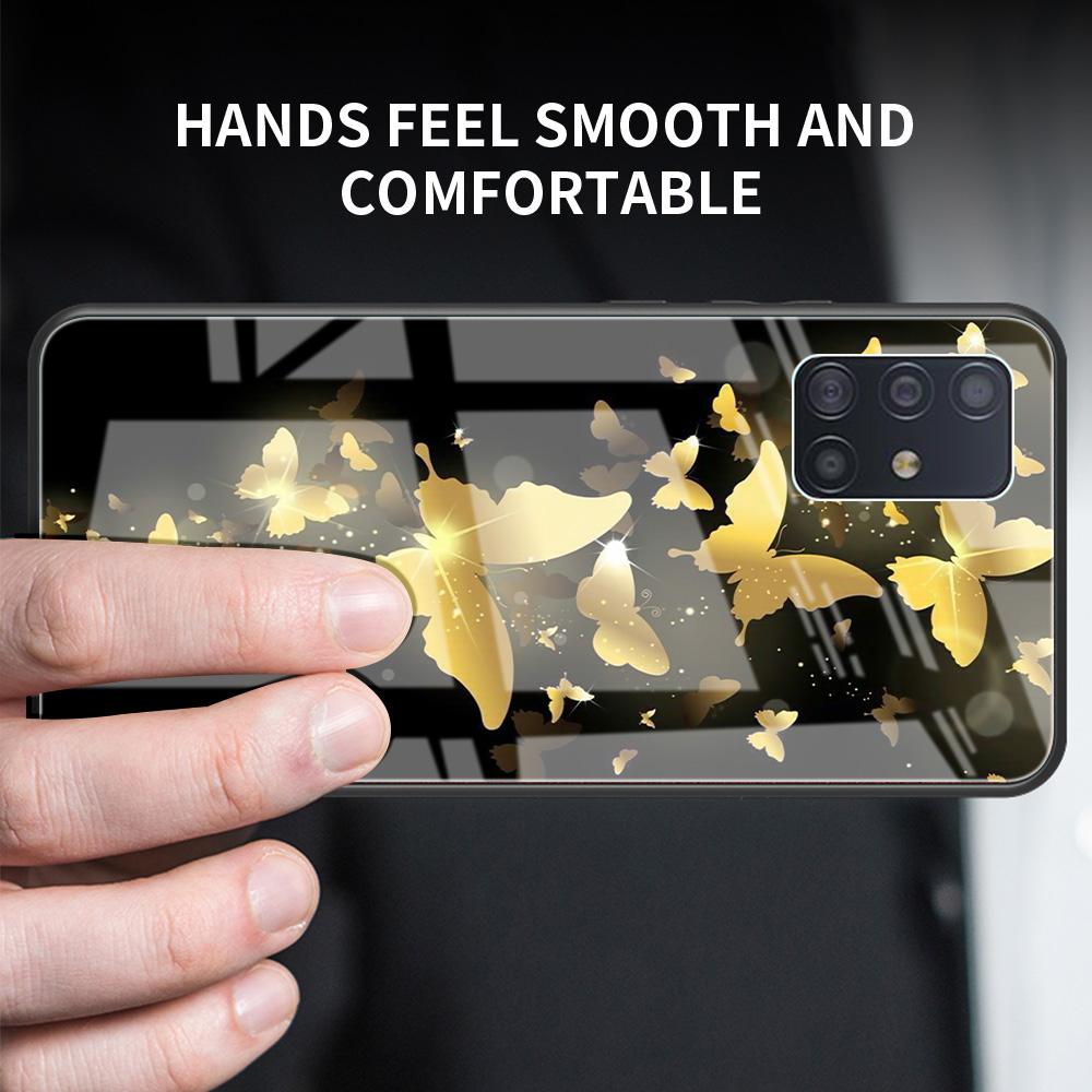 Чехол из закаленного стекла с бабочкой для iPhone Samsung Galaxy OnePlus Oppo Xiaomi Redmi Note SA 7 8 9 10 11 12 13 14 20 21 22 53 Pro Max Plus Ultra