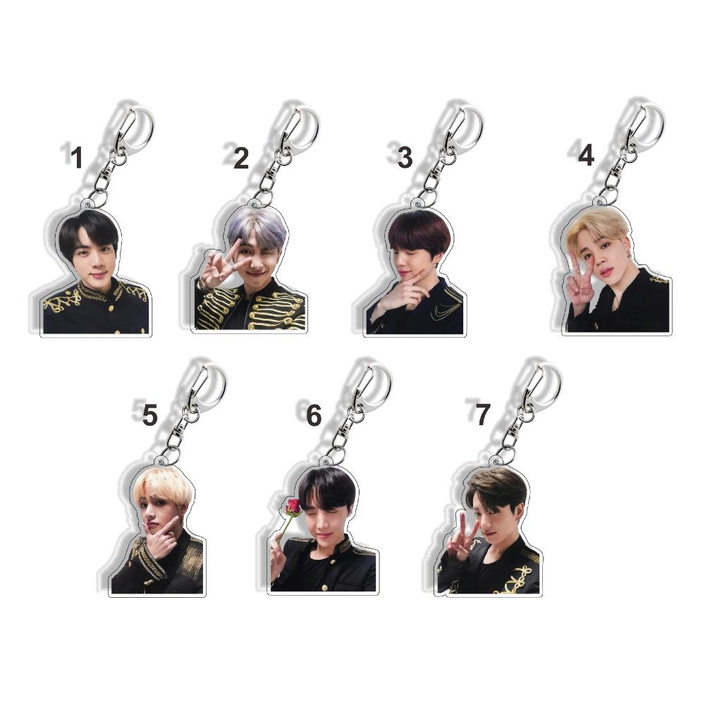 Акриловый брелок BTS Черно-золотой сценический наряд, Фотобрелок Bangtan Boys, Подвеска на сумку K-pop идола для фанатов ARMY
