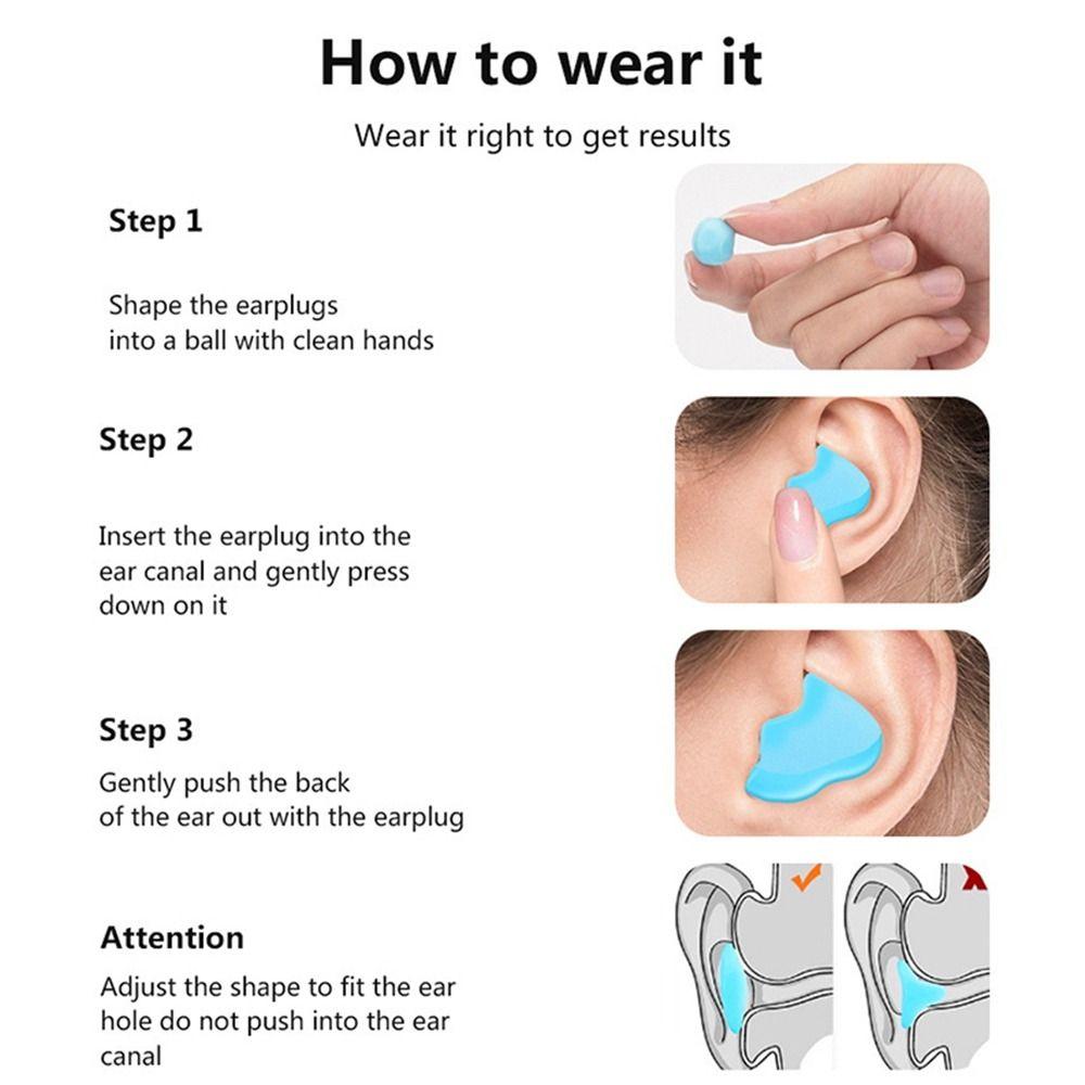 30Pcs Flexible Noise Reduction Earplugs Silicone Sound Insulation Earplug for Sleeping Swimming